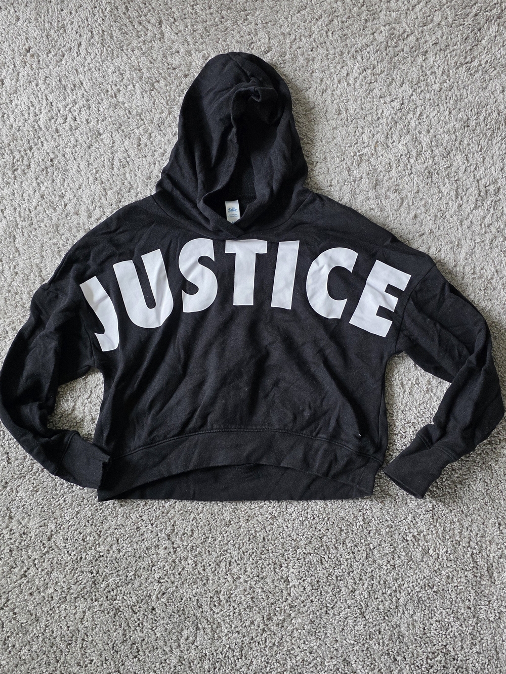 Justice Black Cropped Hoodie Girls Size 10